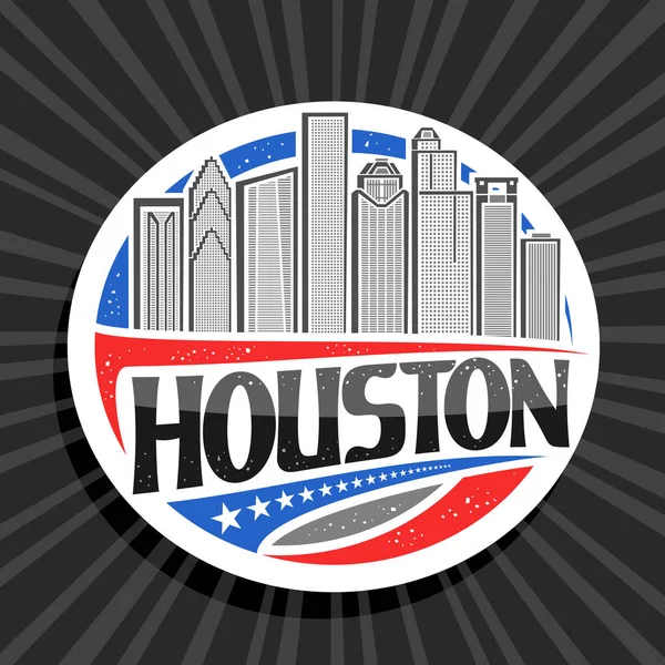 Logotipo Vetor Para Houston Etiqueta Redonda Decorativa Branca Com Ilustração — Vetor de Stock