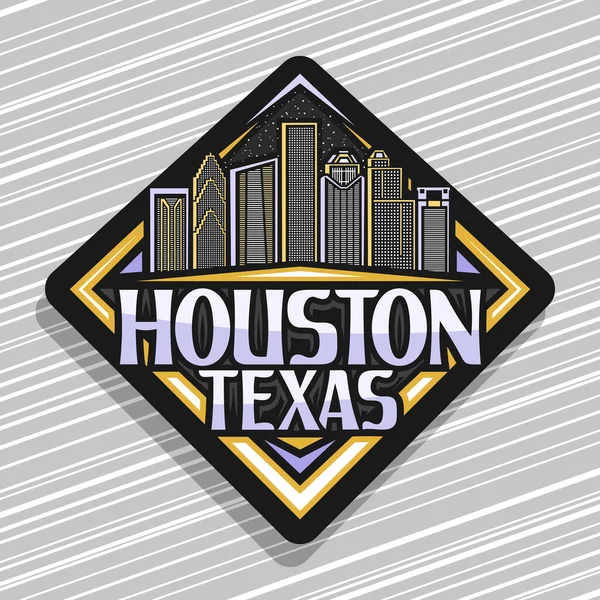 Vector Logo Voor Houston Zwarte Decoratieve Ruit Sticker Met Illustratie — Stockvector