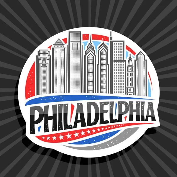 Logotipo Vetor Para Filadélfia Etiqueta Redonda Decorativa Branca Com Ilustração — Vetor de Stock