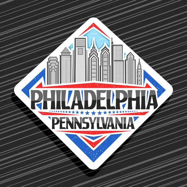 Vektor Logotyp För Philadelphia Vit Romb Märke Med Linje Illustration — Stock vektor