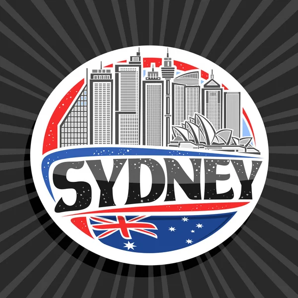 Vector Logo Voor Sydney Witte Decoratieve Ronde Tag Met Lijn — Stockvector