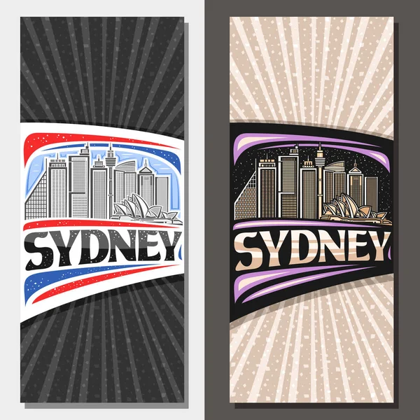 Vektor Elrendezése Sydney Dekoratív Szórólap Vonal Illusztrálja Kortárs Sydney Városi — Stock Vector