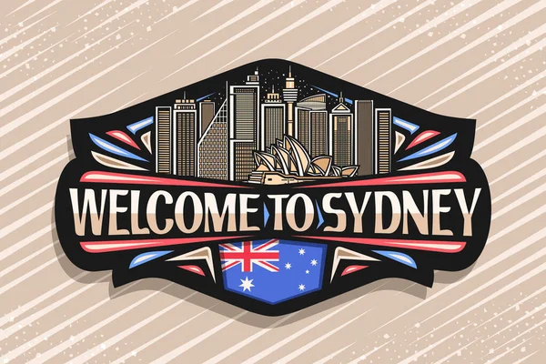 Logo Wektora Dla Sydney Czarny Dekoracyjny Znak Wierszem Ilustracji Nowoczesnego — Wektor stockowy