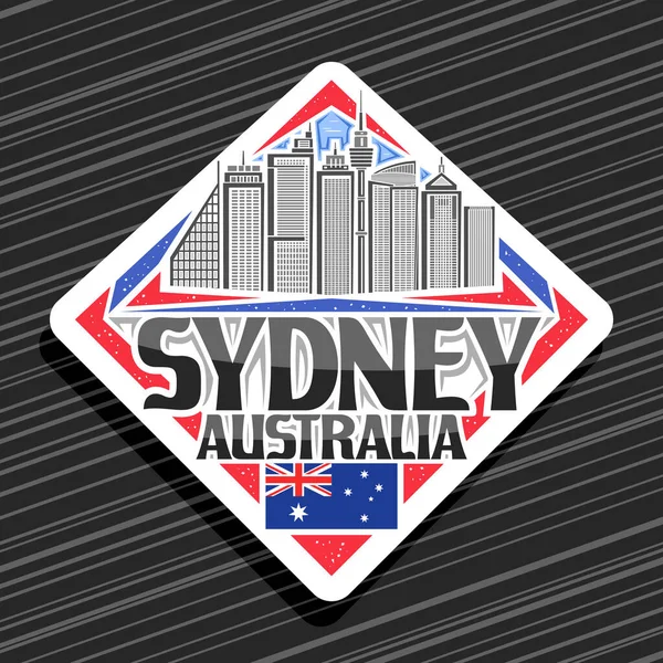 Logotipo Vetor Para Sydney Sinal Decorativo Branco Estrada Com Ilustração — Vetor de Stock