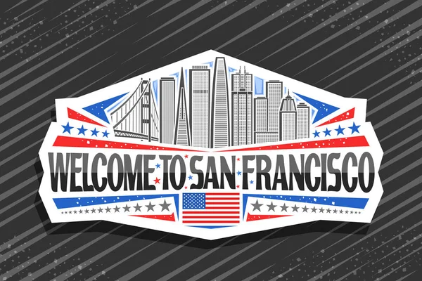 프란시 San Francisco 풍경을 스티커인 샌프란시스코의 프란시 San Francisco 냉장고 — 스톡 벡터