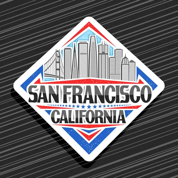 Vector Logo San Francisco White Road Sign Line Illustration San — 스톡 벡터