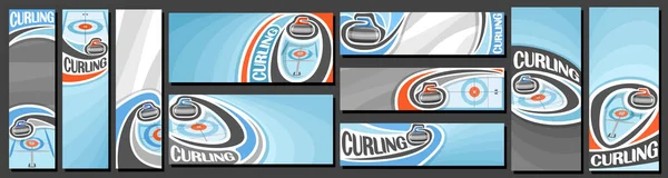 Vector Set Curling Banners Vertical Horizontal Decorative Templates Curling Events — Stock Vector