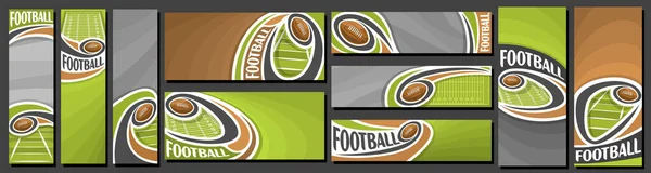 Vector Set American Football Banners Vertical Horizontal Art Templates American — Stock Vector