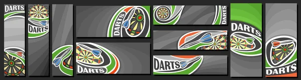 Vektorkészlet Darts Banners Függőleges Vízszintes Dekoratív Művészeti Sablonok Darts Események — Stock Vector