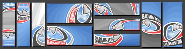 Vector Set Badminton Banners Vertical Horizontal Decorative Templates Badminton Events — Stock Vector
