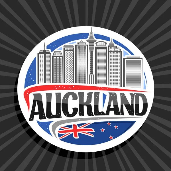 Vektor Logó Auckland Fehér Dekoratív Kerek Címke Vonal Illusztráció Auckland — Stock Vector