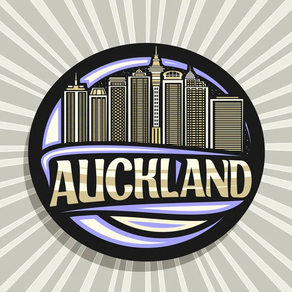 Vektor Logotyp För Auckland Svart Dekorativa Runda Klistermärke Med Linje — Stock vektor