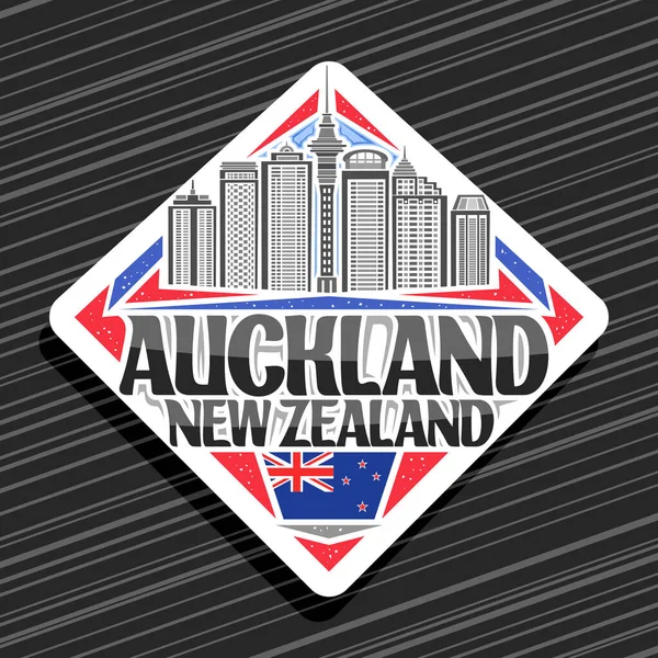 Vector Logo Voor Auckland Wit Decoratief Verkeersbord Met Illustratie Van — Stockvector