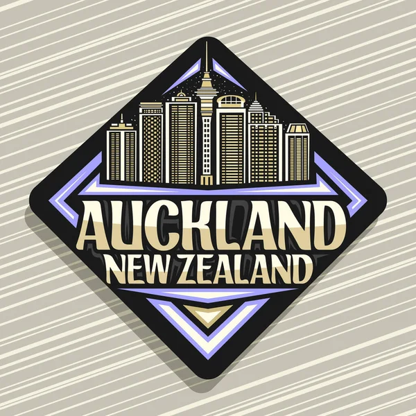 Logotipo Vetor Para Auckland Sinal Estrada Decorativo Preto Com Ilustração — Vetor de Stock