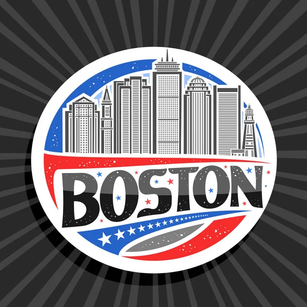 보스턴의 보스턴의 장식둥근 보스턴의 풍경을 나타내는 그려진 디자인 냉장고 보스턴의 — 스톡 벡터