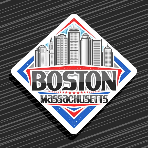 Vektor Logo Für Boston Weißes Dekoratives Straßenschild Mit Liniendarstellung Der — Stockvektor