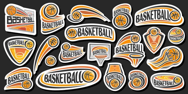 Ensemble Vectoriel Pour Basket Ball Lot Collection Illustrations Découpées Signes — Image vectorielle