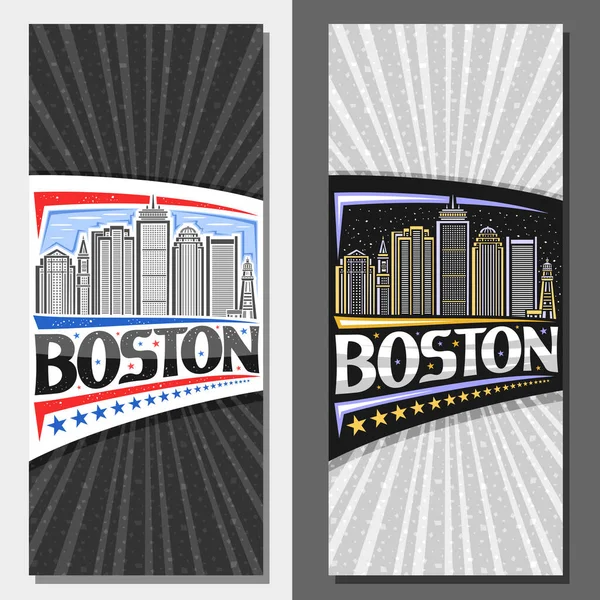 보스턴 Vector Vertical Layouts Boston Ornament Leaflet Outline Illustration Modern — 스톡 벡터