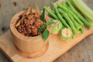 baharatlı biber kıyılmış domuz