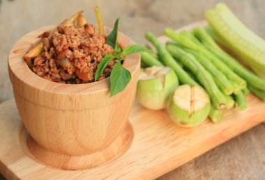 baharatlı biber kıyılmış domuz