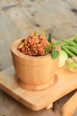 baharatlı biber kıyılmış domuz