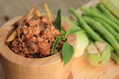 baharatlı biber kıyılmış domuz