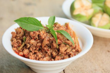 baharatlı biber kıyılmış domuz