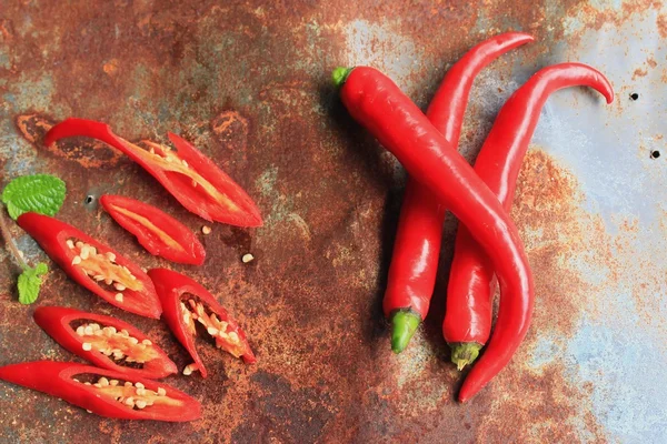 Fresh chilli on zinc — Stock Photo, Image