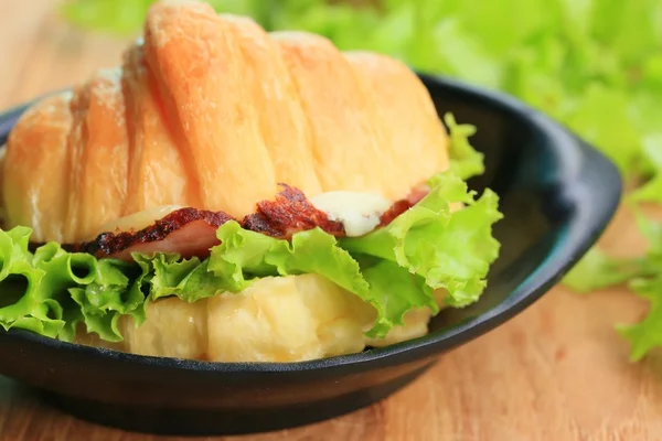 Tasty croissant ham cheese — Stock Photo, Image