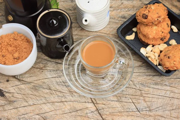 Cashew cookies with hot coffee