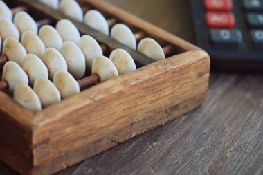 Vintage abaküs ve hesap makinesi