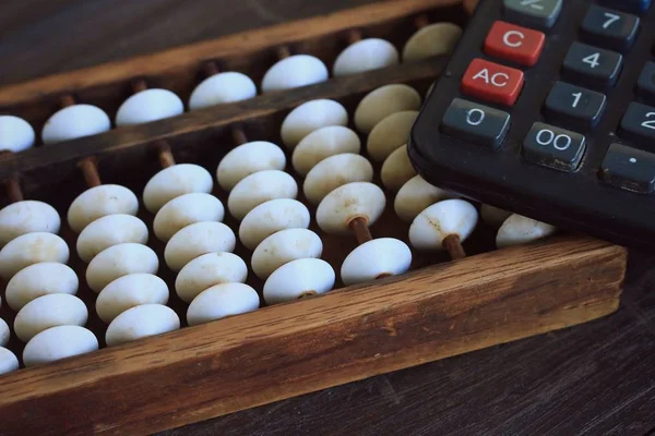 vintage abacus and calculator