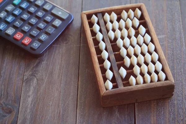 Vintage abacus i Kalkulator — Zdjęcie stockowe