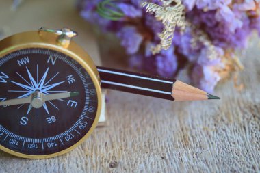 Kuru çiçek ile pusula