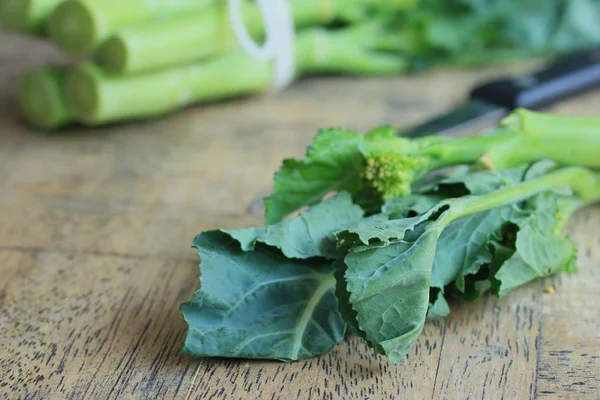 Chinese broccoli on wooden — Stock Photo, Image