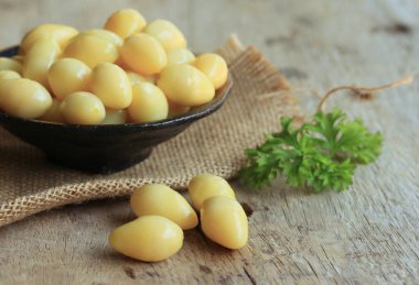 Ginkgo tohumlar üzerinde ahşap