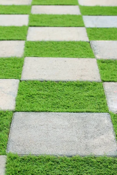 Grren gras vierkante vier — Stockfoto