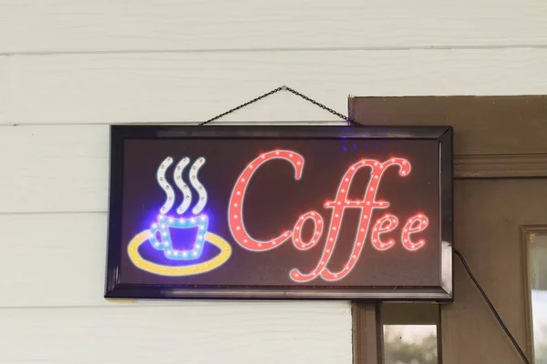 Café sinal de luz loja — Fotografia de Stock