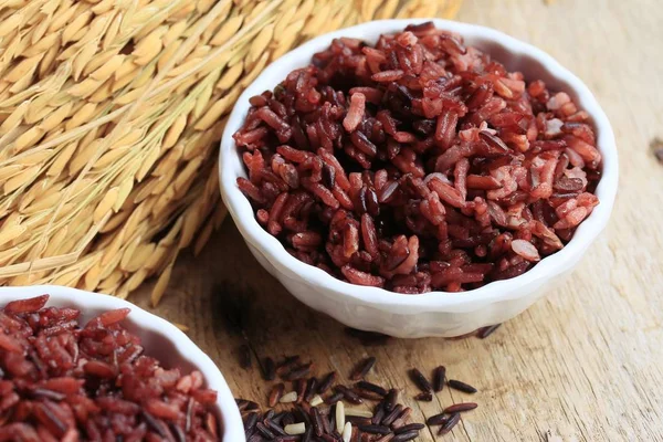cooked red rice and raw