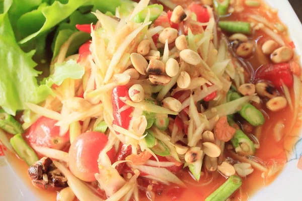 Salada de mamão - comida de Tailândia — Fotografia de Stock