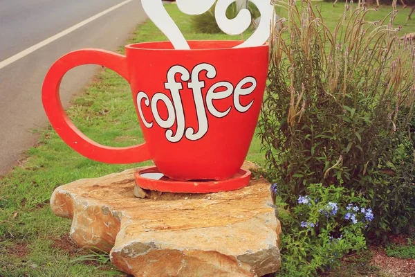 Kahve dükkanı kırmızı işaret — Stok fotoğraf
