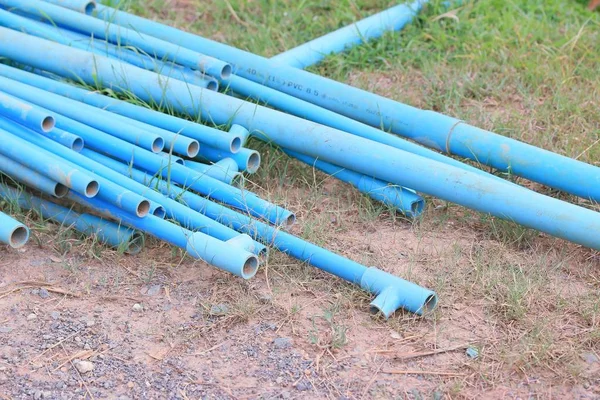 Heap blue plastic pipe — Stock Photo, Image