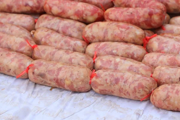 BBQ sausages in the market — Stock Photo, Image