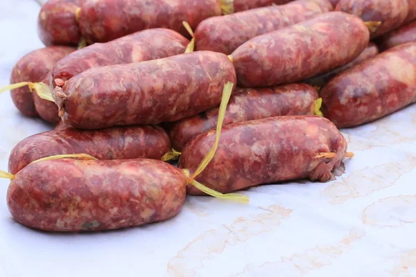 BBQ sausages in the market — Stock Photo, Image
