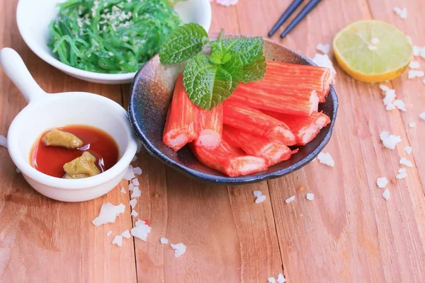 Caranguejo vara comida japonesa — Fotografia de Stock