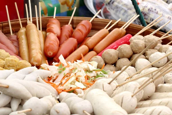 Steamed meatballs and sausage — Stock Photo, Image