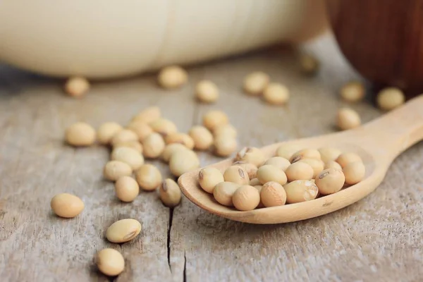 Soy milk with soybean — Stock Photo, Image