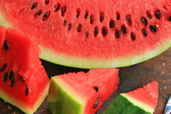 Sweet watermelon on wood — Stock Photo, Image