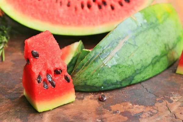 Sweet watermelon on wood — Stock Photo, Image