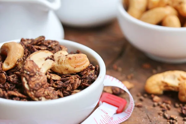 Hälsosamma müsli med cashewnötter — Stockfoto